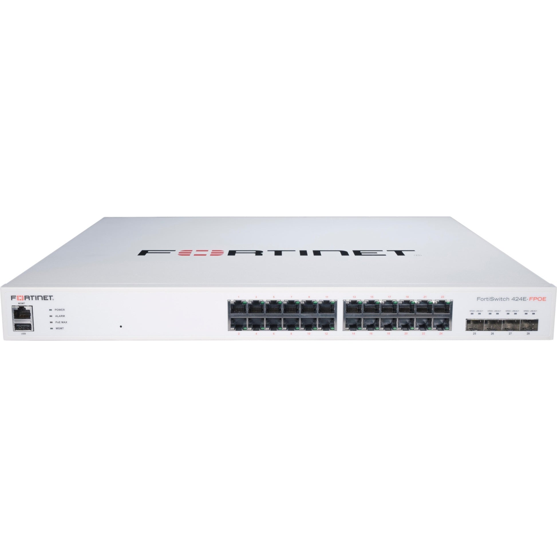 Fortinet FS-424E-FPOE Layer 3 Switch — 24-Port Managed 10 Gigabit Ethernet with SFP+ Slots and Rack-Mountable Design