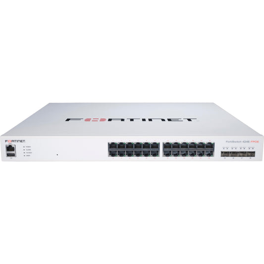 Fortinet FS-424E-FPOE Layer 3 Switch — 24-Port Managed 10 Gigabit Ethernet with SFP+ Slots and Rack-Mountable Design