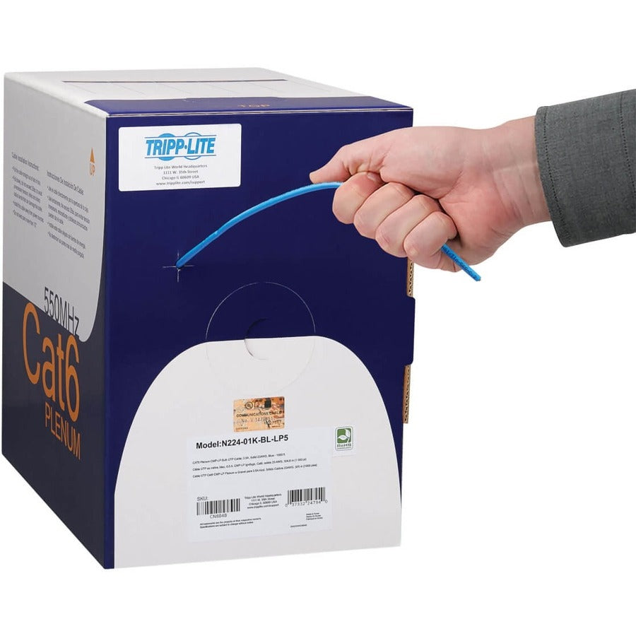 Eaton Tripp Lite Series Cat6 Gigabit Ethernet Cable - CMP-LP 0.5A Plenum, 1000 ft., Blue, PoE++ Support