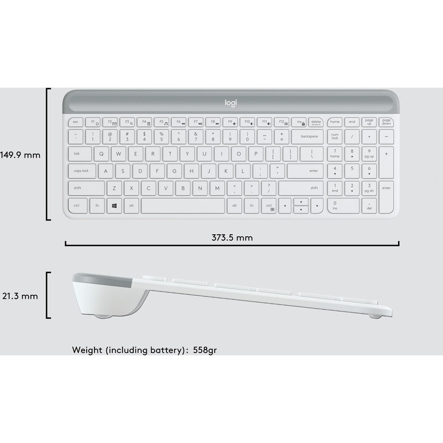 Logitech MK470 Slim Wireless Keyboard and Mouse Combo – Modern Compact Design, Ultra Quiet, Off White