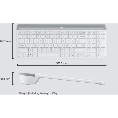 Logitech MK470 Slim Wireless Keyboard and Mouse Combo – Modern Compact Design, Ultra Quiet, Off White