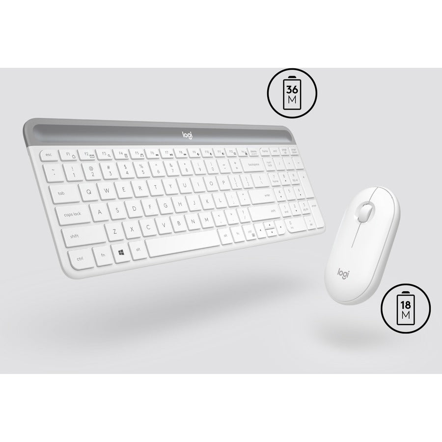 Logitech MK470 Slim Wireless Keyboard and Mouse Combo – Modern Compact Design, Ultra Quiet, Off White