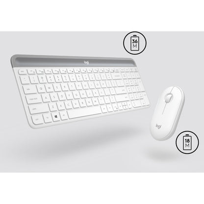 Logitech MK470 Slim Wireless Keyboard and Mouse Combo – Modern Compact Design, Ultra Quiet, Off White