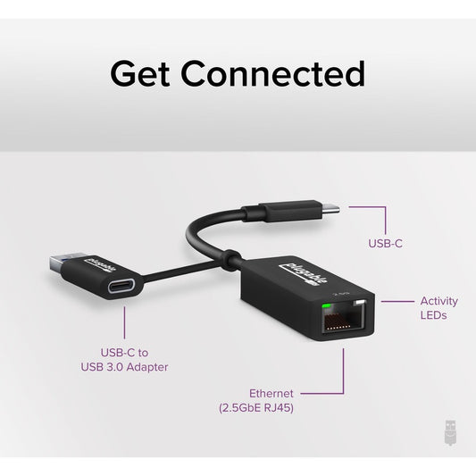 Plugable 2.5G USB-C and USB to Ethernet Adapter – Dual-Connector 2.5Gbps LAN with Auto Negotiation and Plug-and-Play Compatibility