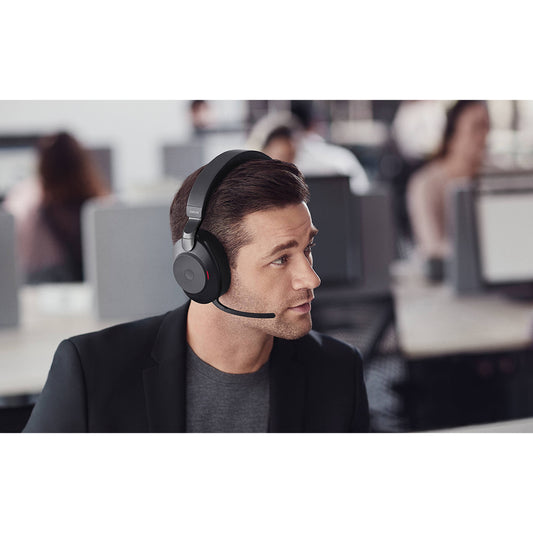 Jabra Evolve2 85 Wireless Bluetooth Headset with Noise Cancellation and Over-the-Head Design