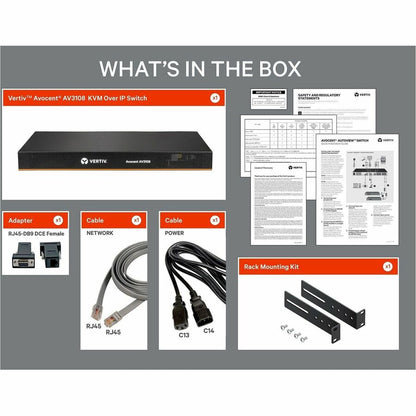 Vertiv Avocent AV3000 AutoView AV3108 KVM Over IP Switch - 8 Port Rackmount Solution with VGA and USB Support