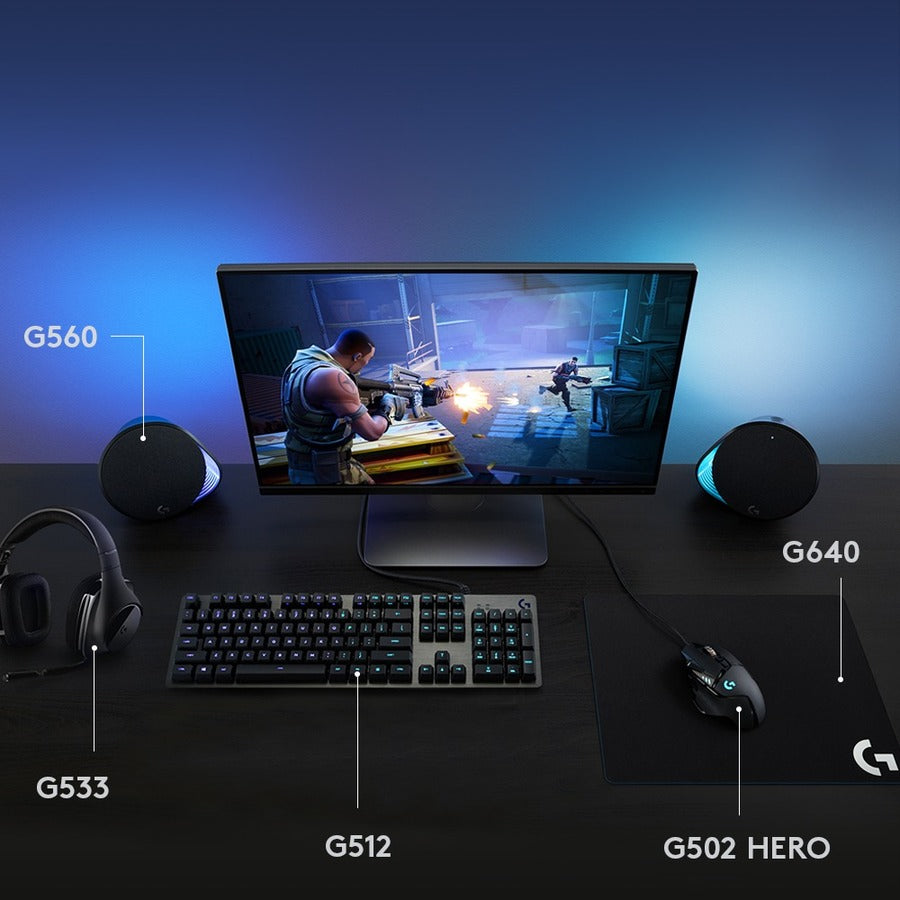 Logitech G512 LIGHTSYNC RGB Mechanical Gaming Keyboard with GX Blue Switches, USB Passthrough and Aluminum Alloy Top Case