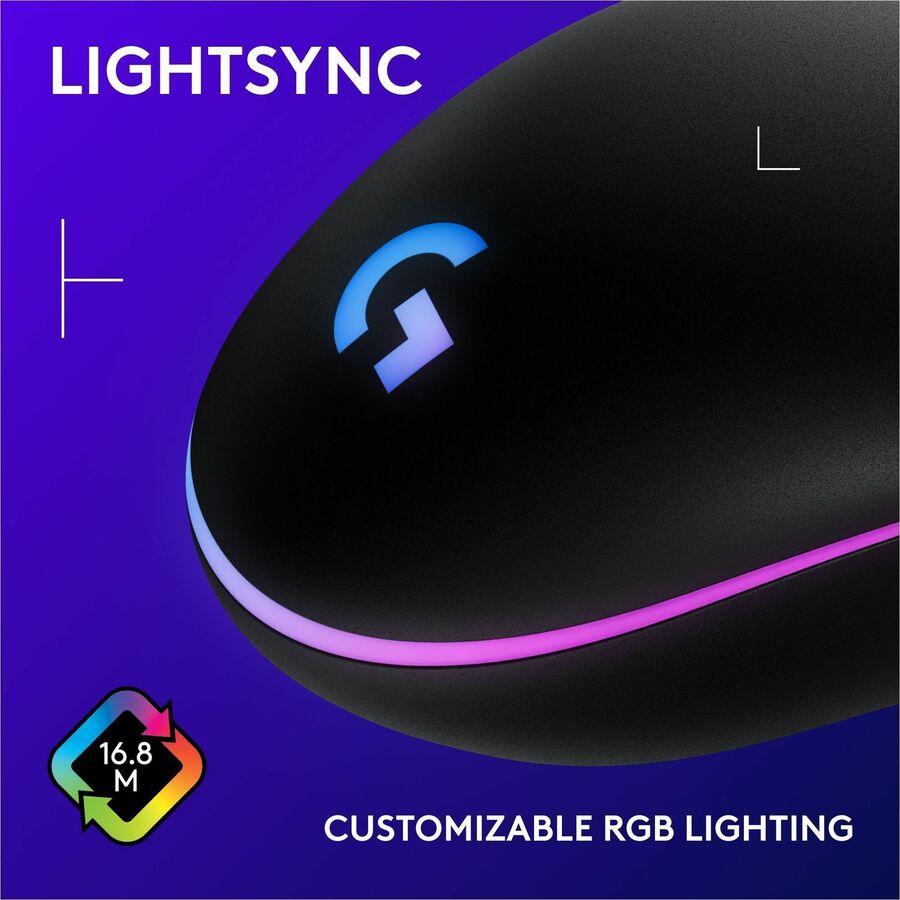 Logitech G203 Wired Gaming Mouse with 8,000 DPI and LIGHTSYNC RGB - Black