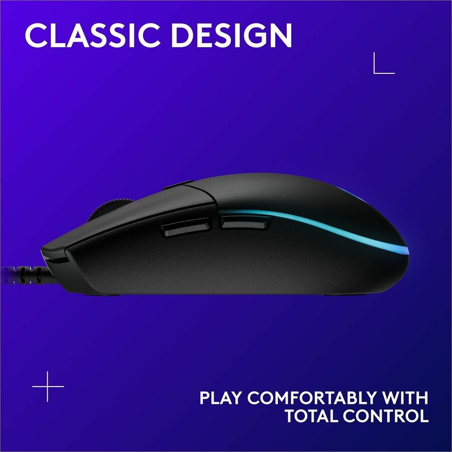 Logitech G203 Wired Gaming Mouse with 8,000 DPI and LIGHTSYNC RGB - Black
