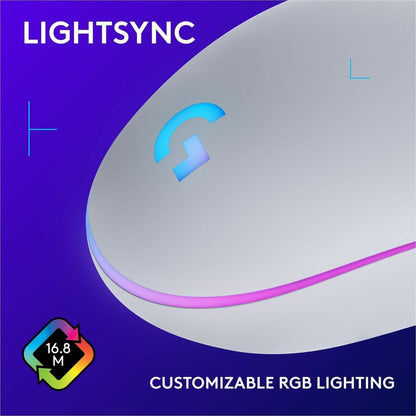 Logitech G203 Wired Gaming Mouse with 8,000 DPI and LIGHTSYNC RGB – White