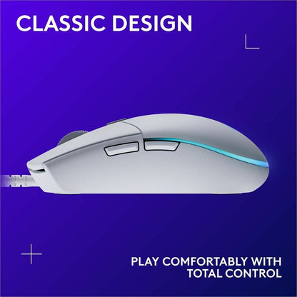 Logitech G203 Wired Gaming Mouse with 8,000 DPI and LIGHTSYNC RGB – White