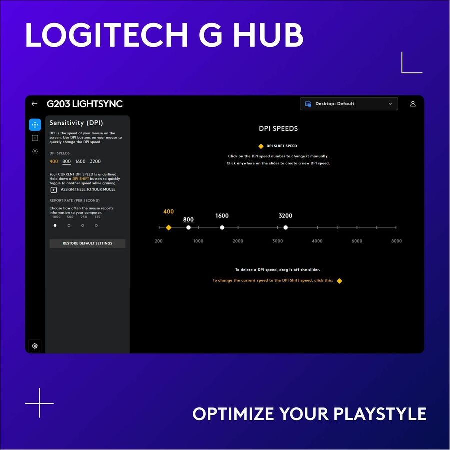 Logitech G203 Wired Gaming Mouse with 8,000 DPI and LIGHTSYNC RGB – White