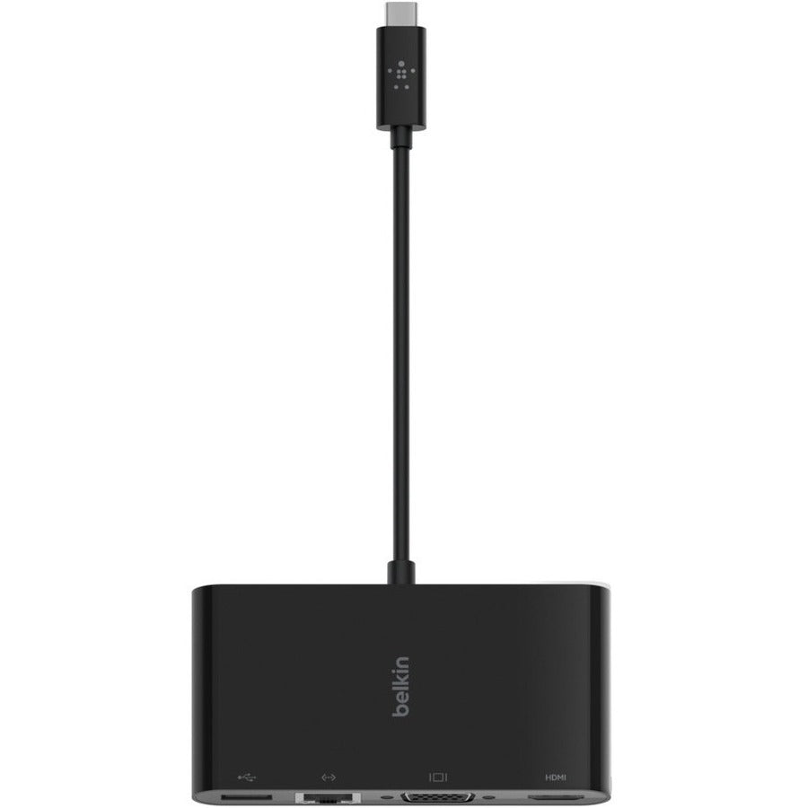 Belkin USB-C Multiport Adapter with HDMI, USB-A 3.0, VGA, and Ethernet – Supports 4K Resolution