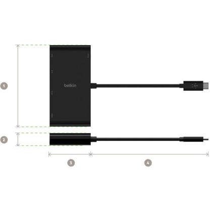 Belkin USB-C Multiport Adapter with HDMI, USB-A 3.0, VGA, and Ethernet – Supports 4K Resolution