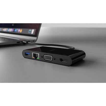 Belkin USB-C Multiport Adapter with HDMI, USB-A 3.0, VGA, and Ethernet – Supports 4K Resolution