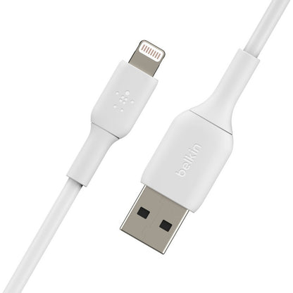 Belkin BoostCharge Lightning to USB-A Cable (1 meter / 3.3 ft, White) – Reliable MFi-Certified Charging and Data Transfer for Apple Devices