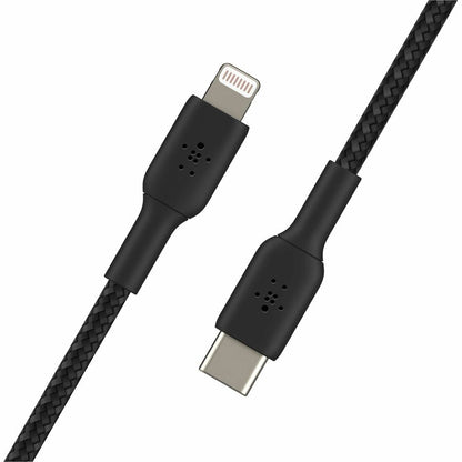 Belkin BoostCharge 30W USB-C to Lightning Braided Cable - 6.6 ft, Black