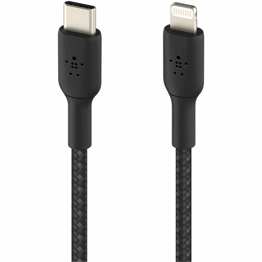 Belkin BoostCharge 30W USB-C to Lightning Braided Cable - 6.6 ft, Black