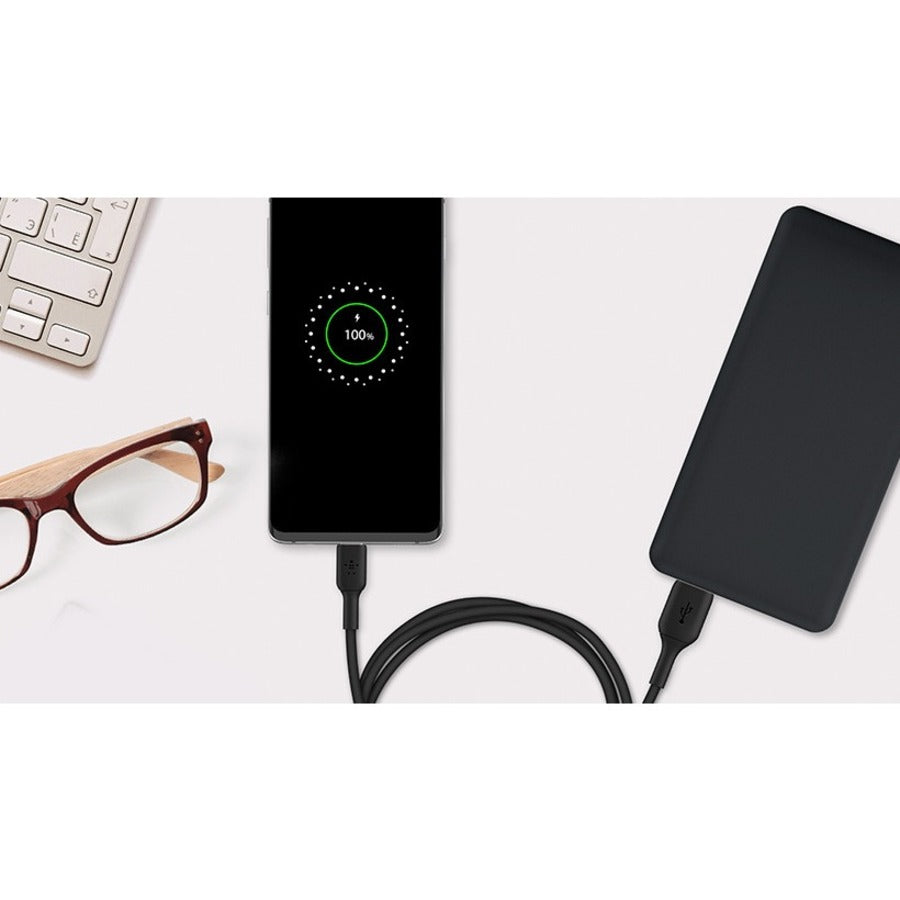Belkin BoostCharge USB-C to USB-A Cable (2m / 6.6ft, Black) – Durable Fast-Charging Data Transfer Cable