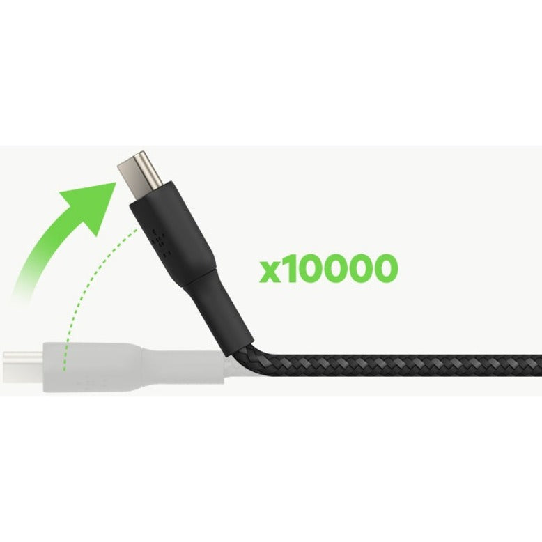Belkin BoostCharge Braided USB-C to USB-C Cable (1 meter / 3.3 ft, Black) for Fast Charging & Data Transfer