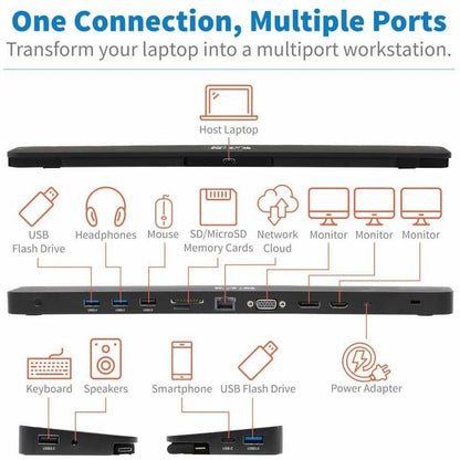Eaton Tripp Lite Series U442-DOCK7D-B USB-C Docking Station with Triple 4K Display Support and 14 Ports