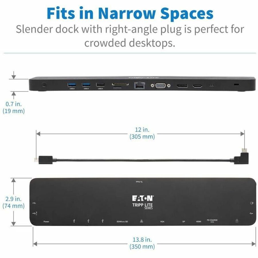 Eaton Tripp Lite Series U442-DOCK7D-B USB-C Docking Station with Triple 4K Display Support and 14 Ports