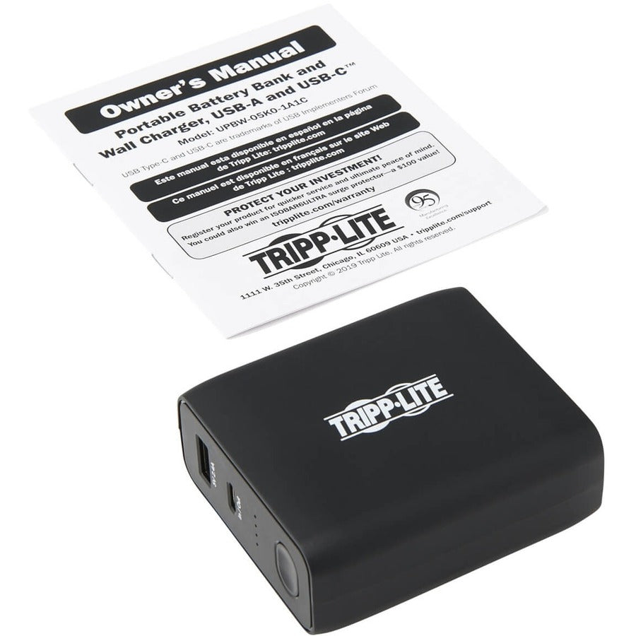Eaton Tripp Lite Series Portable 5000mAh Power Bank with Wall Charger - Black