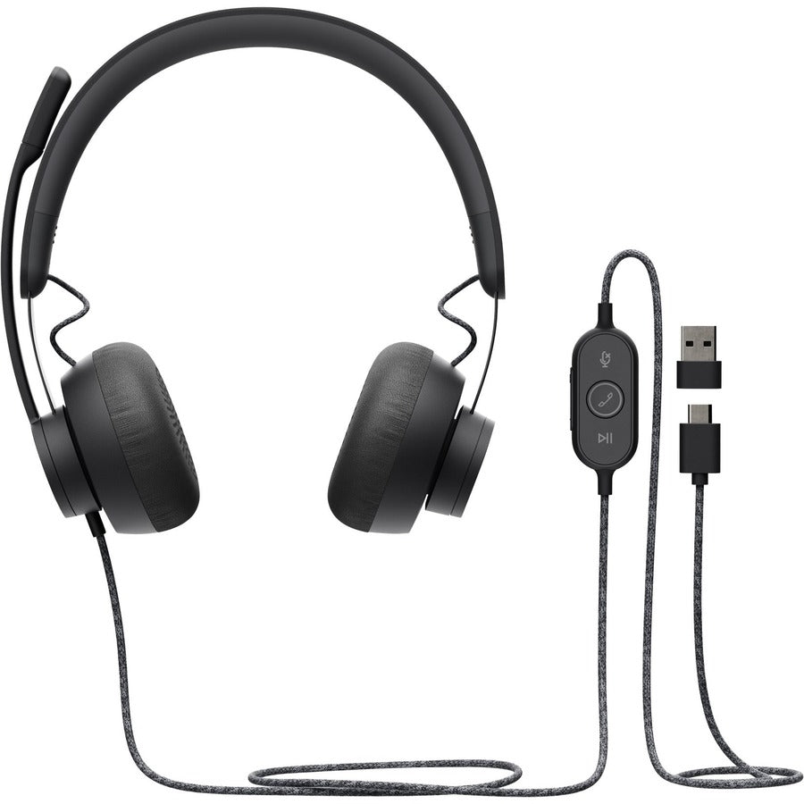 Logitech Zone Wired Noise Cancelling Headset with USB-C and USB-A Adapter - Graphite