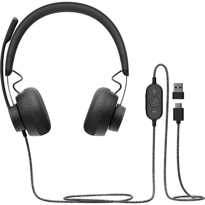 Logitech Zone Wired Noise Cancelling Headset with USB-C and USB-A Adapter - Graphite