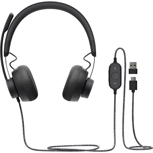 Logitech Zone Wired Noise Cancelling Headset with USB-C and USB-A Adapter - Graphite