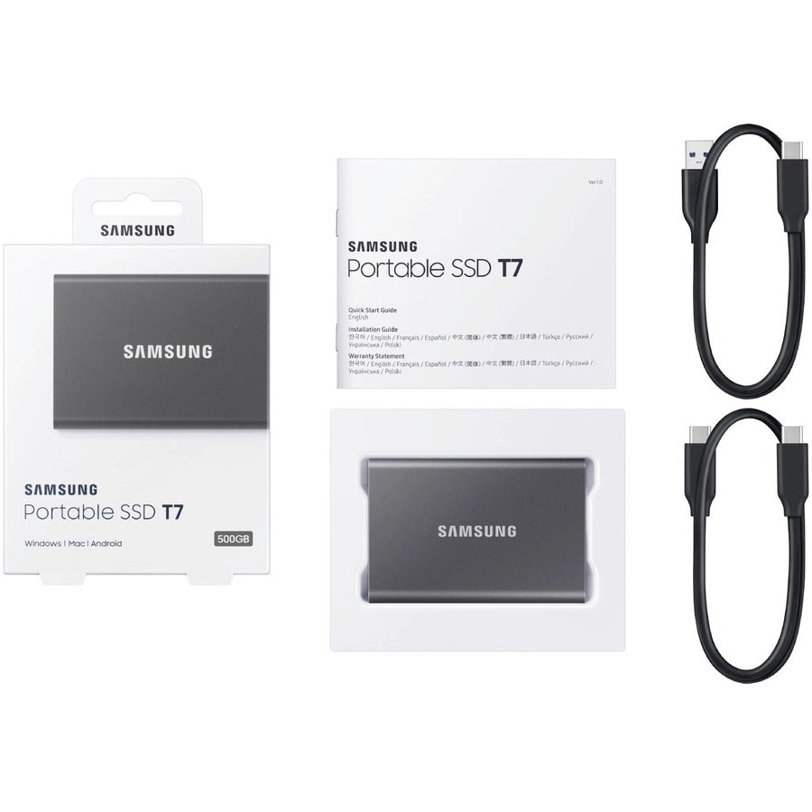 Samsung T7 1TB Portable External SSD with USB 3.2 Gen 2 - Titan Gray