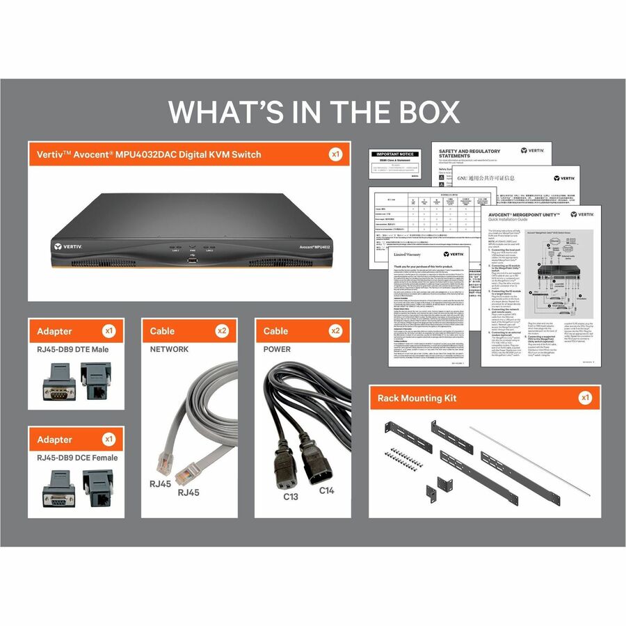 Vertiv Avocent MPU KVM Switch - 32 Port with Remote Access and Security Features