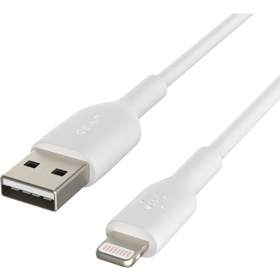 Belkin BoostCharge Lightning to USB-A Cable – 9.8 ft, White – MFi Certified Data Transfer and Charging Cord