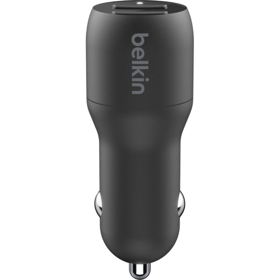 Belkin BoostCharge Dual USB-A Car Charger 24W with USB-C Cable – Fast Charging for Smartphones and Devices