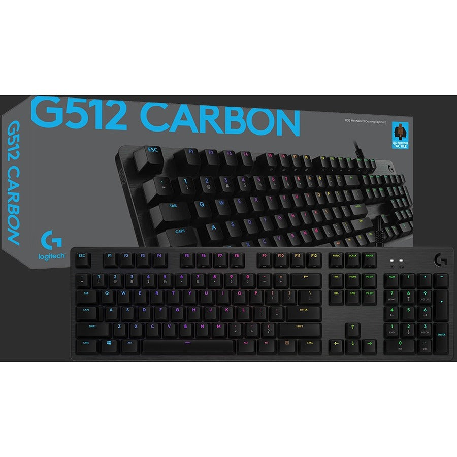 Logitech G512 Carbon Lightsync RGB Mechanical Gaming Keyboard with GX Brown Switches and USB Passthrough