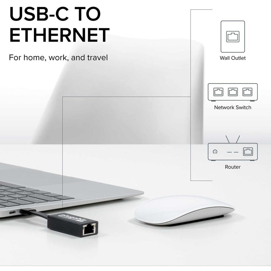 Plugable USB C to Ethernet Adapter with Gigabit Speed - Model USBC-TE1000