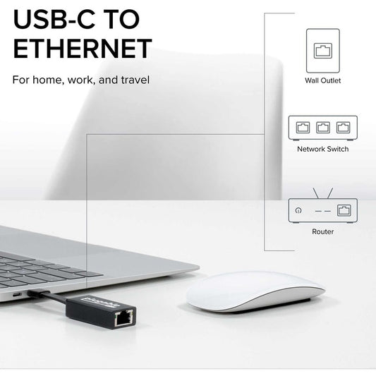 Plugable USB C to Ethernet Adapter with Gigabit Speed - Model USBC-TE1000