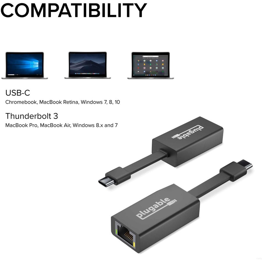 Plugable USB C to Ethernet Adapter with Gigabit Speed - Model USBC-TE1000