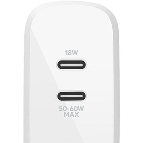 Belkin BoostCharge Pro Dual USB-C PD GaN Wall Charger 68W – Compact Fast Charging for Multiple Devices