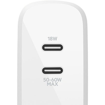 Belkin BoostCharge Pro Dual USB-C PD GaN Wall Charger 68W – Compact Fast Charging for Multiple Devices