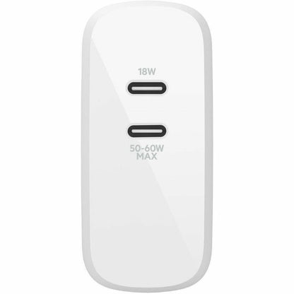 Belkin BoostCharge Pro Dual USB-C PD GaN Wall Charger 68W – Compact Fast Charging for Multiple Devices