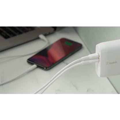 Belkin BoostCharge Pro Dual USB-C PD GaN Wall Charger 68W – Compact Fast Charging for Multiple Devices