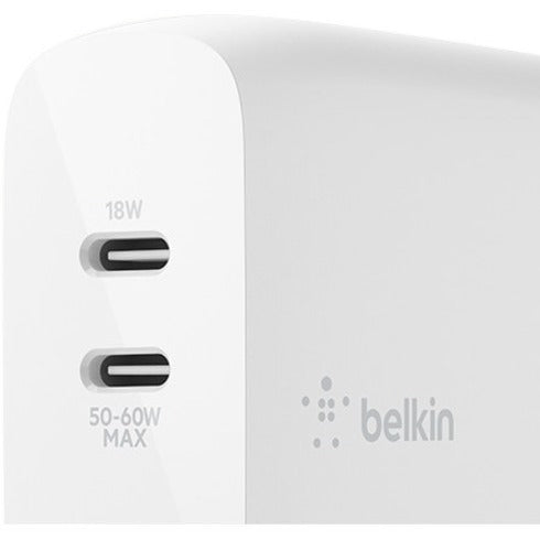 Belkin BoostCharge Pro Dual USB-C PD GaN Wall Charger 68W – Compact Fast Charging for Multiple Devices
