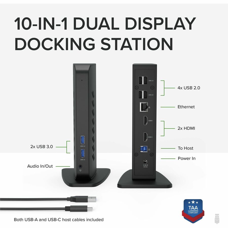 Plugable UD-3900Z Dual HDMI USB Docking Station for Windows and Mac