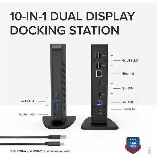 Plugable UD-3900Z Dual HDMI USB Docking Station for Windows and Mac