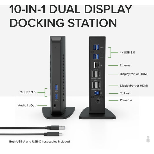 Plugable Technologies UD-6950Z Dual 4K Display Docking Station with HDMI and DisplayPort
