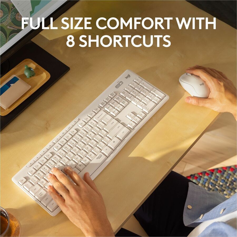 Logitech MK295 Silent Wireless Keyboard and Mouse Combo with SilentTouch Technology - Off White