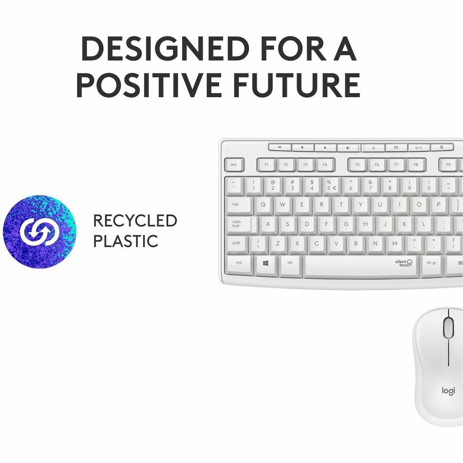 Logitech MK295 Silent Wireless Keyboard and Mouse Combo with SilentTouch Technology - Off White