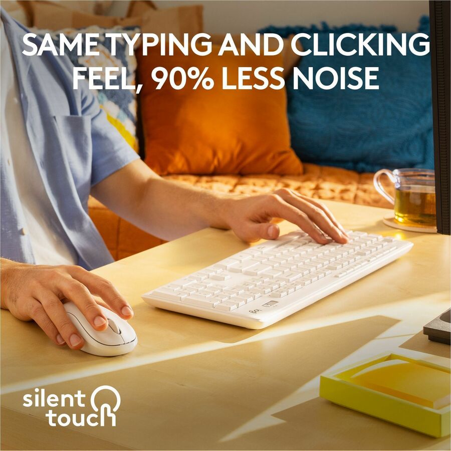 Logitech MK295 Silent Wireless Keyboard and Mouse Combo with SilentTouch Technology - Off White