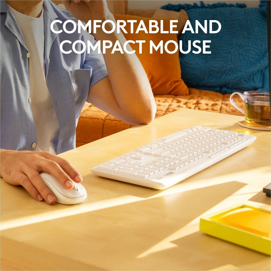 Logitech MK295 Silent Wireless Keyboard and Mouse Combo with SilentTouch Technology - Off White